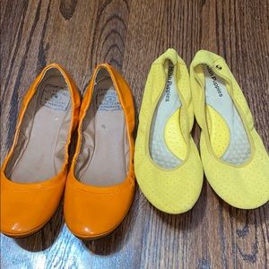 Two pairs of flats, colors orange and yellow